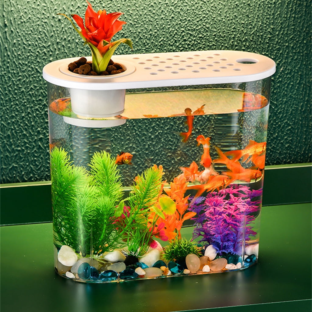 FishTank Hydroponics Desktop Plant Terrarium Desktop Clear Table Fish Bowl Desktop Aquarium Aquaponic Planter Tanks