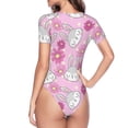 thumbnail image 4 of Daiia Sunflower Rabbit print Women's Crew Neck Short Sleeve Bodysuit Fashion Tops Fit Casual Basic Extender Bodysuit-XX-Large, 4 of 9