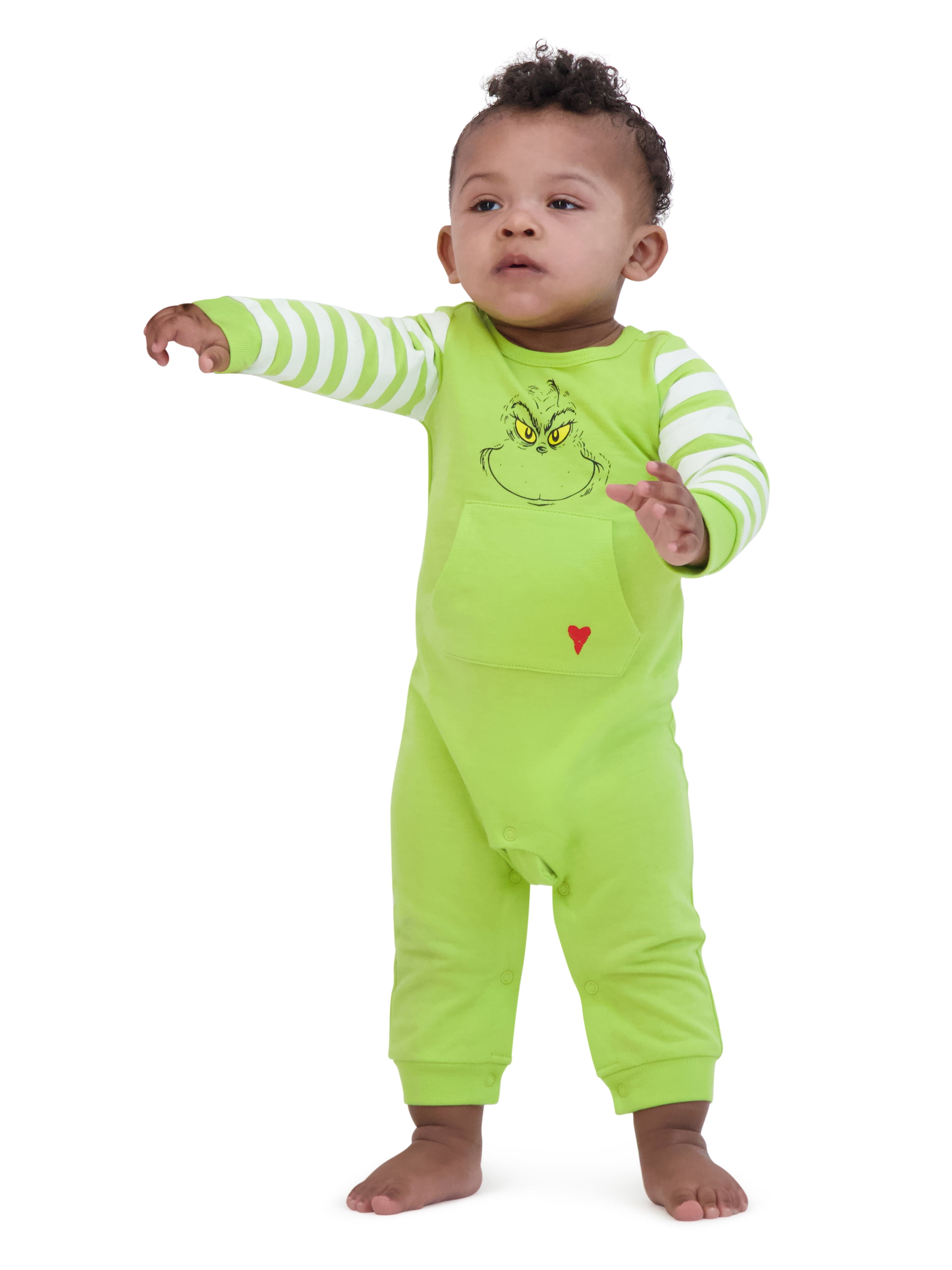 The Grinch Christmas Baby Green Coverall and Hat, Sizes 0/3M-24M