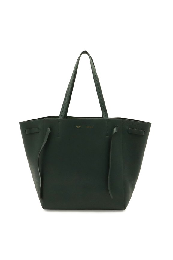 Pre-Owned CELINE Cabas Phantom Small Belt Tote Bag Shoulder Leather Dark Green