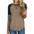 thumbnail image 1 of Women Loose T-Shirt Pullover Long Sleeve Splice Patchwork Blouse Women Stripe Flowy Top Casual Loungewear Basic Tee Tops, 1 of 6