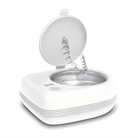 Wrklly Rechargeable Ultrasonic Retainer Cleaner Machine | 50kHz 1.9 inch Ultra-Thin Portable | Night Guard Aligners Jewelry |6pcs Cleaner Ta