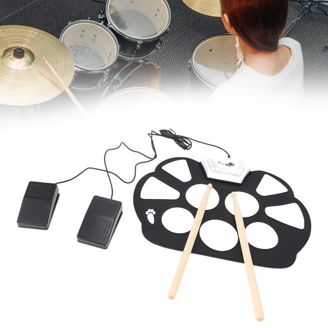 Roll Up Drum Pad Machine, Hand Rolled Drum Pad Foldable Built in Metronome Silicone Portable for Children
