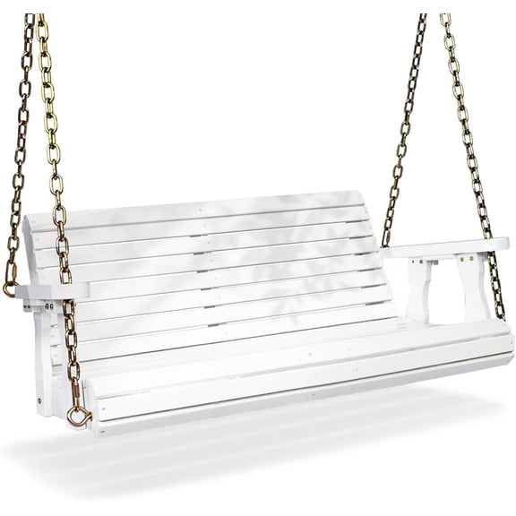 PEXMOR Patio Wooden Porch Swing, 880 LBS Capacity Upgraded Swing Chair Bench with Hanging Chains for Outdoors, 4 FT