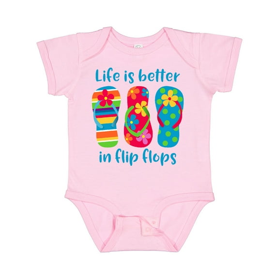 Inktastic Life is Better Flip Flops Girls Baby Bodysuit
