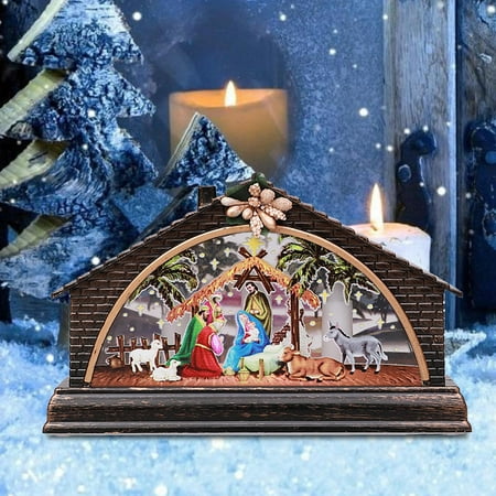 

AaSFJEG 2024 Decor Christmas Manger Snow Decoration Night Light Home Decoration Props Christmas