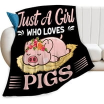 Just A Girl Who Loves Pigs Blanket Sleepy Pig Throw Blanket Ultra Soft Cozy Fleece Cute Pig Gift for Pig Lover Fuzzy Plush Bedding Blankets for Kids Teens Adults Girls Boys Women Men 50"x40"