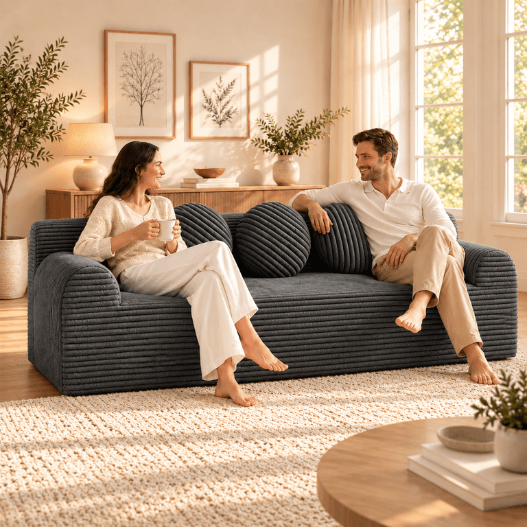 UHOMEPRO 71" 3-Seater Cloud Couch, Deep Seat Gray photo 2