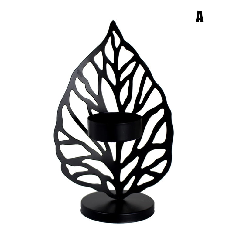 VeliToy Wrought Iron Candlestick Creative Leaf Candle Holder Desktop