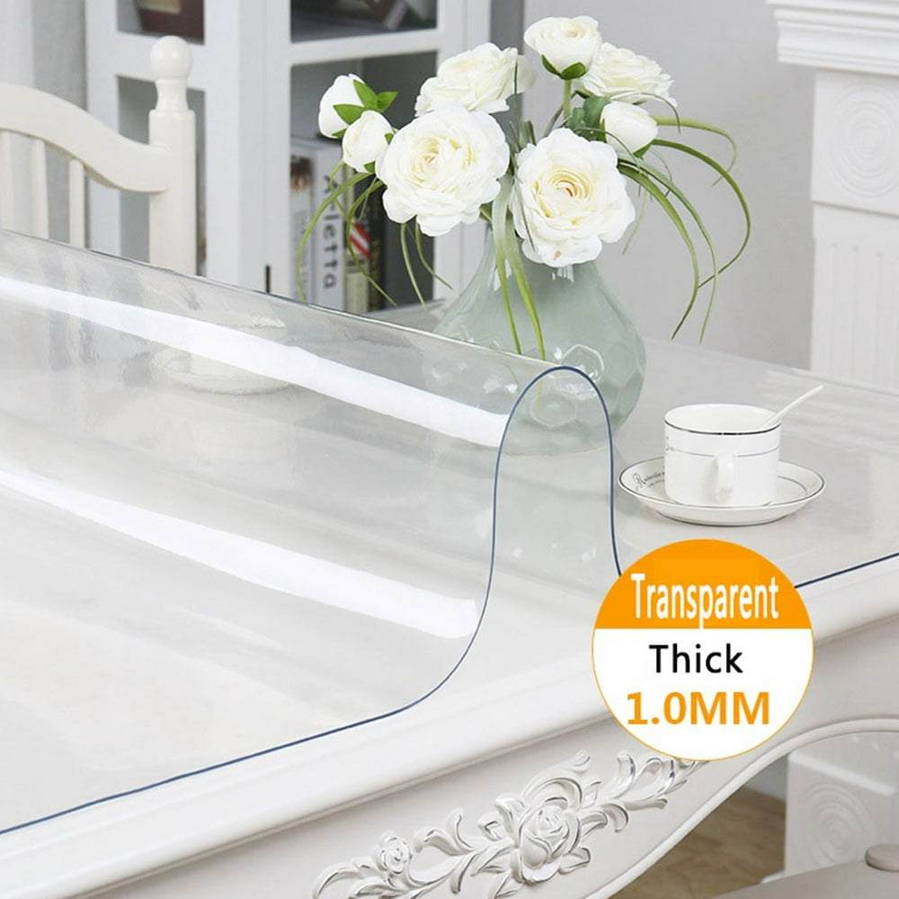 Windfall Custom 2mm Thick Clear Table Cover, Clear Waterproof Table