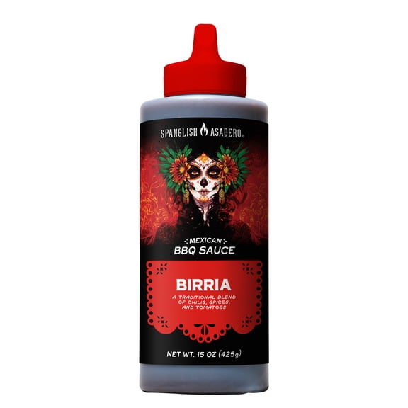 Spanglish Asadero Birria BBQ Sauce for Beef, Pork, and Chicken, 15 oz Bottle