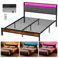 thumbnail image 1 of Base Cama Kingsize Cabecera Repisas Luz Led Usb C Contactos, 1 of 9