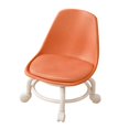 thumbnail image 4 of Taburete con ruedas bajo Taburete corto con respaldo Silla giratoria de 360  degree Taburete con ruedas pequeño Asiento de cuero PU resistente al desgaste Naranja Gloria  Asiento rodante bajo, 4 of 9