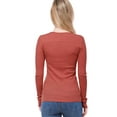 thumbnail image 3 of MixMatchy Women's Solid Long Sleeve V-Neck Half Button Down Thermal Knit Top, 3 of 6