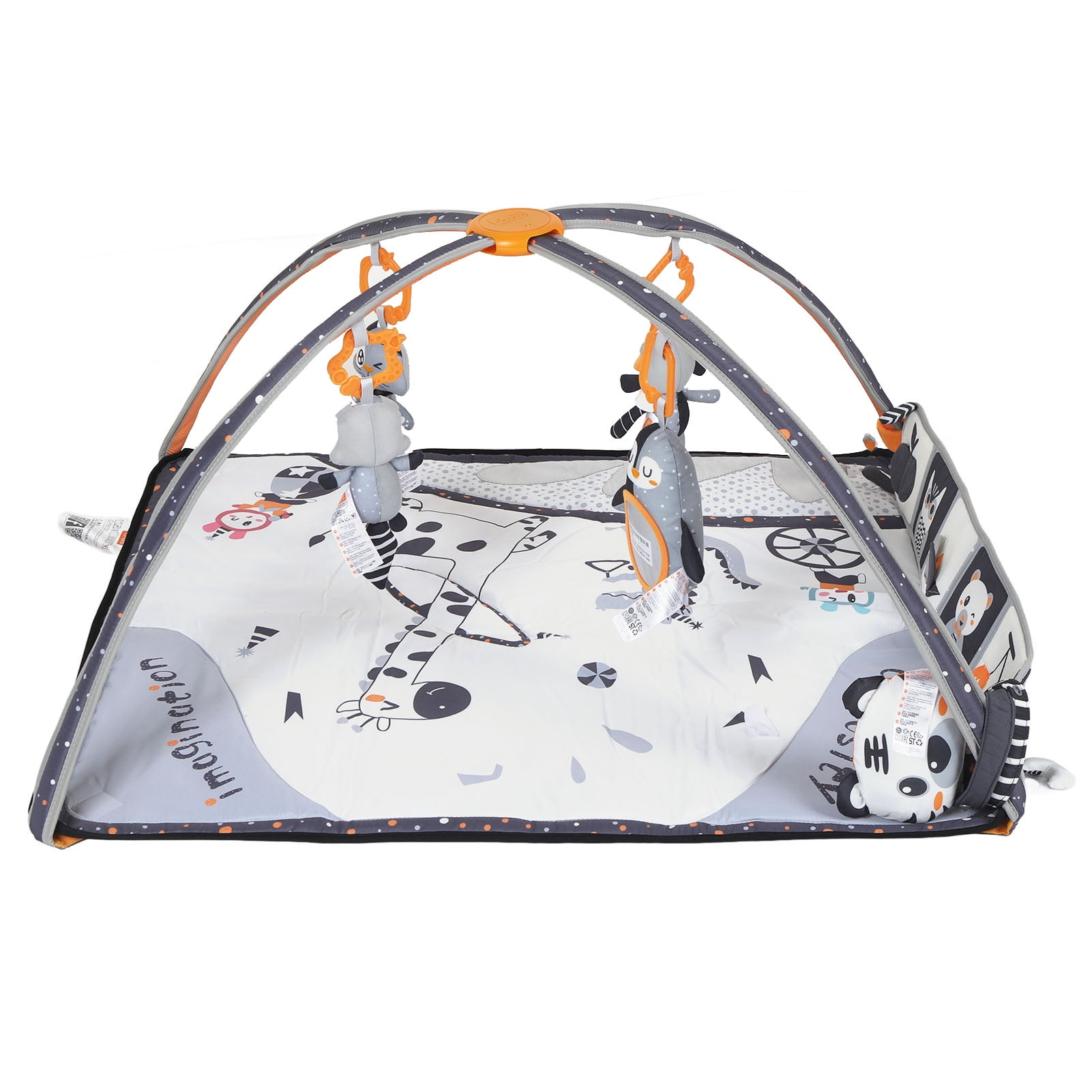 Baby Gym Mat, Black White Detachpable Toy Multi Sensory Baby Activity