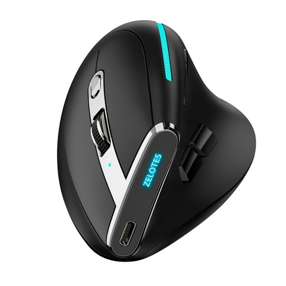ZELOTES F-36 Sans Fil vertical 2.4G Couleur 8 Programmation Cinq DPI Intégré 730mah Batterie au lithium Noir Noir