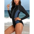 thumbnail image 4 of Women's One Piece Rashguard Swimsuit Floral Zip Front Surfing Shirt Sun Protection, 4 of 5