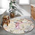 thumbnail image 3 of Round Rugs 4Ft, Coastal Jellyfish Round Area Rug Washable Indoor Throw Carpet, Vintage Nautical Summer Beach Starfish Soft Non Slip Circle Rug for Kitchen Nursery Room Home Decor Aesthetic, 3 of 8