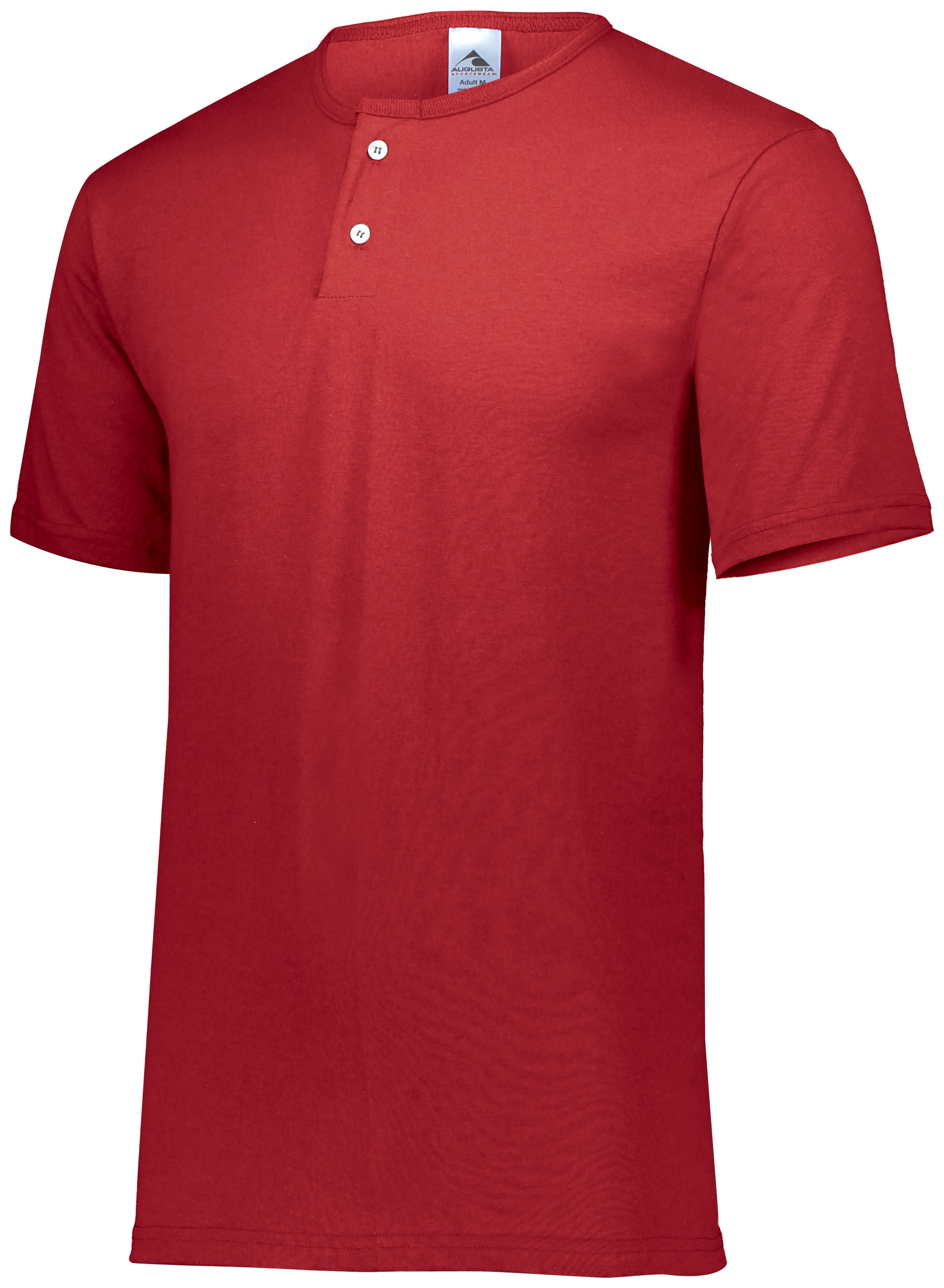 Augusta Men's TwoButton Baseball Jersey, Red, XXXXLarge