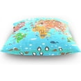 thumbnail image 4 of U Life Cute Cartoon Kids Animal World Map Decorative Square Throw Pillow Cases Covers Protectors Cotton 20 x 20 inch Home Decor, 4 of 5