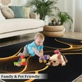 thumbnail image 6 of Geometric Abstract Rugs For Living Room, Simple Black Gold Rugs For Bedroom, Ultra Soft Short Pile Machine Washable Carpet For Kids Room Under Kitchen Table Apartment Office, 6 of 7