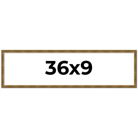36x9 Frame Gold Solid Wood Picture Frame - Complete Modern Photo Frame Includes UV Acrylic