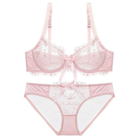 Sentmoon Sexy Lingerie for Women Women s-thin Transparent Embroidered Breathable Sexy Lace Bra Bra Plus Size Bra Set Valentines Lingerie Valentines Day Gifts for Her Up to 40% Off