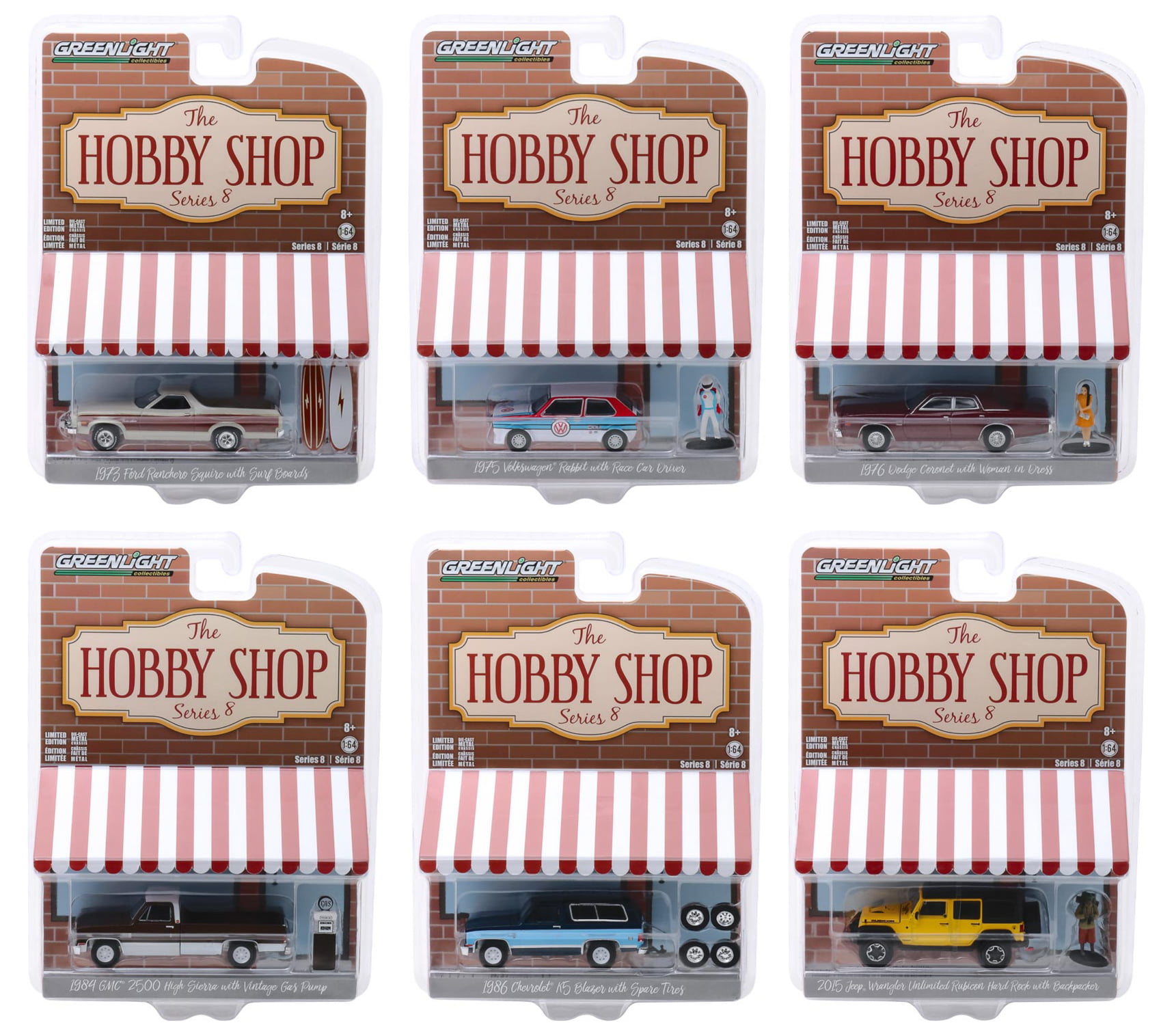 1973 Ford Ranchero Squire with Surfboards Greenlight 1:64 The Hobby Shop