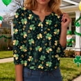 thumbnail image 5 of COMVALUE St Patricks Day Shirt Women Funny 3/4 Sleeve Shamrock Lucky Irish Shirts (Black, XL), 5 of 9