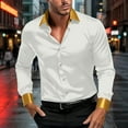 thumbnail image 2 of GuangCheng Mens Shirts,Satin,Long Sleeve,Button Down Shirts with Contrast Collar,Cuffs,Slim Fit,Luxurious Shiny Tops,White,Size 3XL, 2 of 8