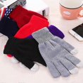 thumbnail image 2 of Winter Touch Screen Gloves Women Men Warm Stretch Knit Mittens Imitation Wool Thicken Full Finger Gloves,Gg, 2 of 5
