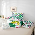 thumbnail image 6 of Homewish Teens Adults Chic Floral Plaid Bedding Comforter Set 7 Pieces,Geometric Plaid Grid Full Bedding Set Lightweight,Abstract Colorful Flowers Fitted Sheet Flat Sheet,Luxury Bedroom Decor, 6 of 8