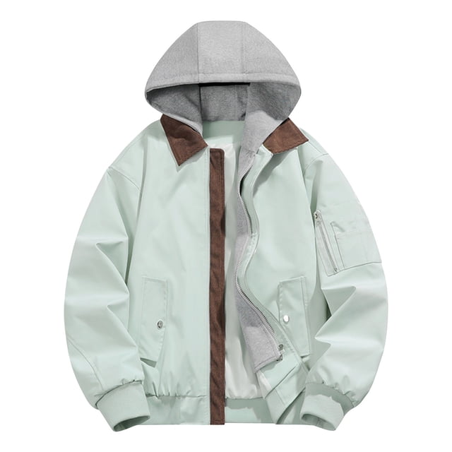 Jackets for Men Motorcycle Cargo Pockets Long Sleeve Hooded