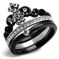 thumbnail image 1 of TK2187 - Two-Tone IP Black Stainless Steel Ring with AAA Grade CZ in Clear, 1 of 4