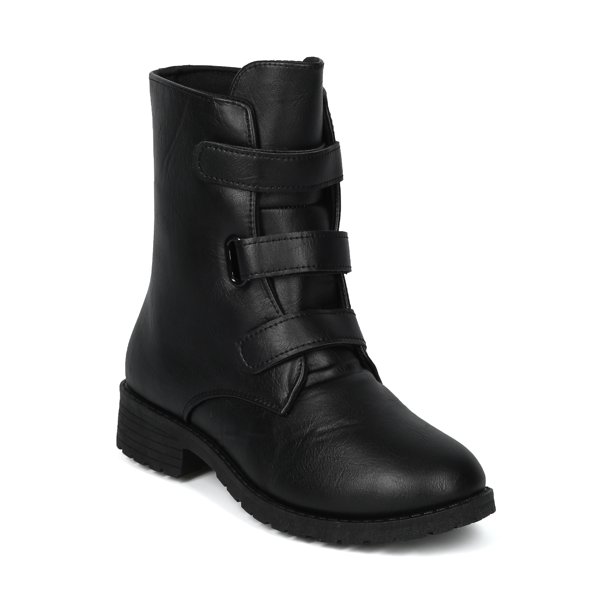 Alrisco New Women Leatherette Hook and Loop Combat Boot 17998 By