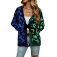 thumbnail image 1 of Liacowi Women Juniors Knit Cardigan Long Sleeve Sweater Leopard Pattern Patchwork Knitwear Coat Fall Casual Button Tops Outwear for Teen, 1 of 9