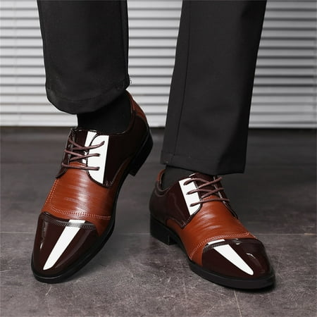 

PhoneSoap Fashion Men Leather Shoes Large Size Casual Low Heel Flat Solid Color British Style Brown