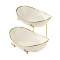 thumbnail image 2 of jifeng Ceramic Fruit Bowl for Kitchen Counter Fruit Display Stand for Gold 2 Layer, 2 of 9