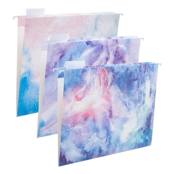 Y YOMA Decorative File Hanging Folder 1/5-Cut Adjustable Tabs, Nebula, 6 Pack