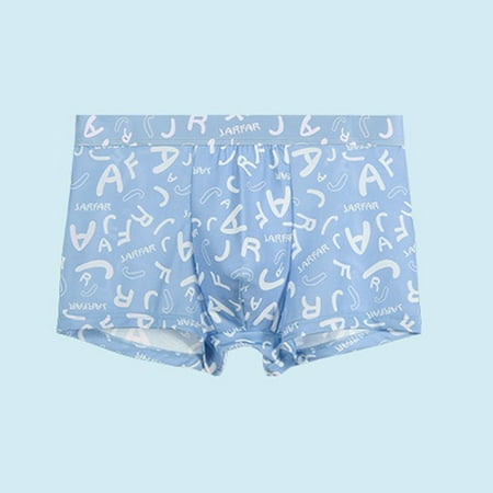 

ALSLIAO Mens Ice Silk Underwear Boxer Briefs Shorts Breathable Pouch Underpants Trunks Blue L
