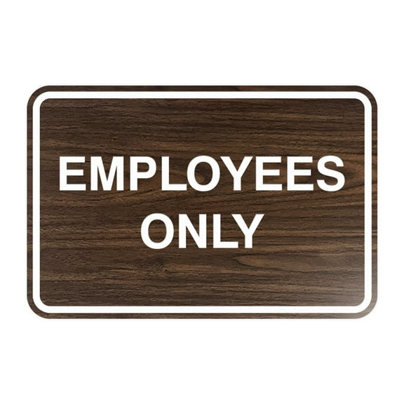 Classic Framed Employees Only Sign (Walnut) - Small