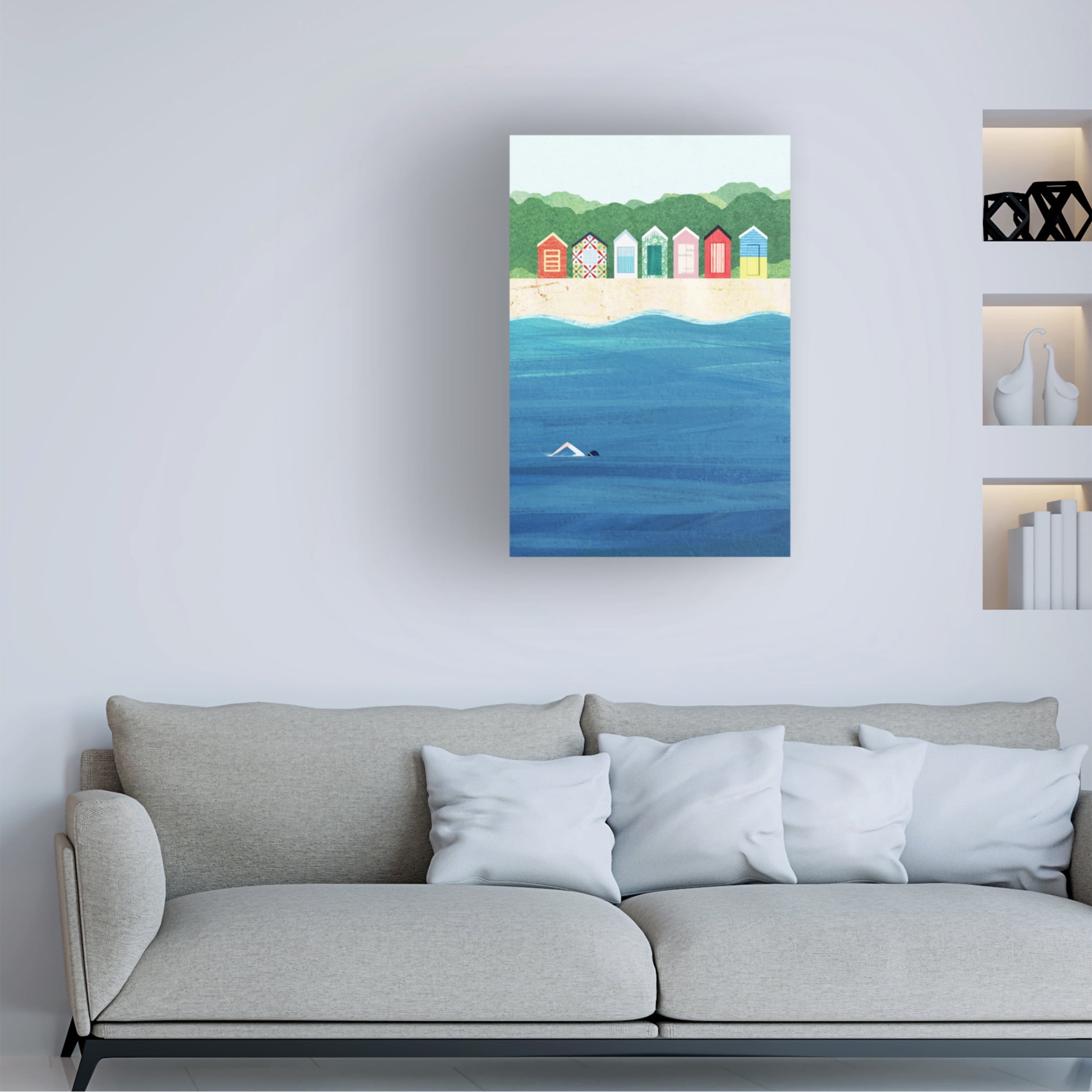 Trademark Fine Art longwayhome Beach Huts Canvas Wall Art