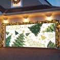 thumbnail image 3 of Fsddascl 7 x 16 Ft Christmas Garage Door Cover, Christmas Tree Large Garage Door Banner, Green Golden Xmas Tree Snowflake Hanging Garage Mural Background for Indoor Outdoor Xmas Party Supplies, 3 of 9
