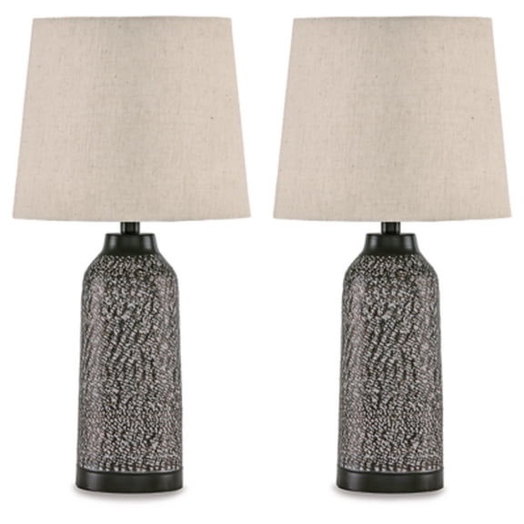 Signature Design by Ashley Casual Lanson Table Lamp (Set of 2) Antique Bronze Finish
