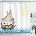 thumbnail image 1 of Ambesonne Retro Shower Curtain, Ornate Greek Ship, 69"Wx75"L, Pale Blue Redwood Umber, 1 of 3