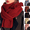 Red, variant on Scarf for Women Winter Warm Knit Scarf Fall Soft Warm Scarf for Women's Knitted Thick Scarves Ladies Scarves Cotton Solid Color Knitted Wool Scarves One Size