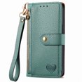 thumbnail image 2 of For Samsung Galaxy S24 Ultra 5G Leather Phone Case Wallet Zipper Pocket Pouch Folio Flip Cover Kickstand, Multi Anti-theft Card Holder Cash Slot, Double Magnetic Buckle, Wrist Lanyard,Green, 2 of 12