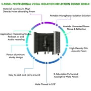 Technical Pro 5-Panel Microphone Isolation Shield Portable Acoustic Foam Black