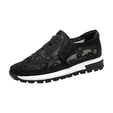 

asdoklhq Clearance Women Shoes Under $10 Women Slip On Casual Breathable Sport Shoes Casual Mesh Shoes