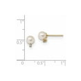 thumbnail image 2 of Real 14kt Yellow Gold 5-5.5mm White Round Freshwater Cultured Pearl CZ Post Earrings; for Adults and Teens; for Women and Men, 2 of 2